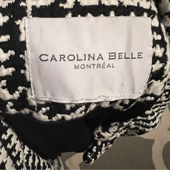 Carolina Belle Montreal Black White Houndstooth Jacket Blazer Women Size Med - Picture 9 of 11